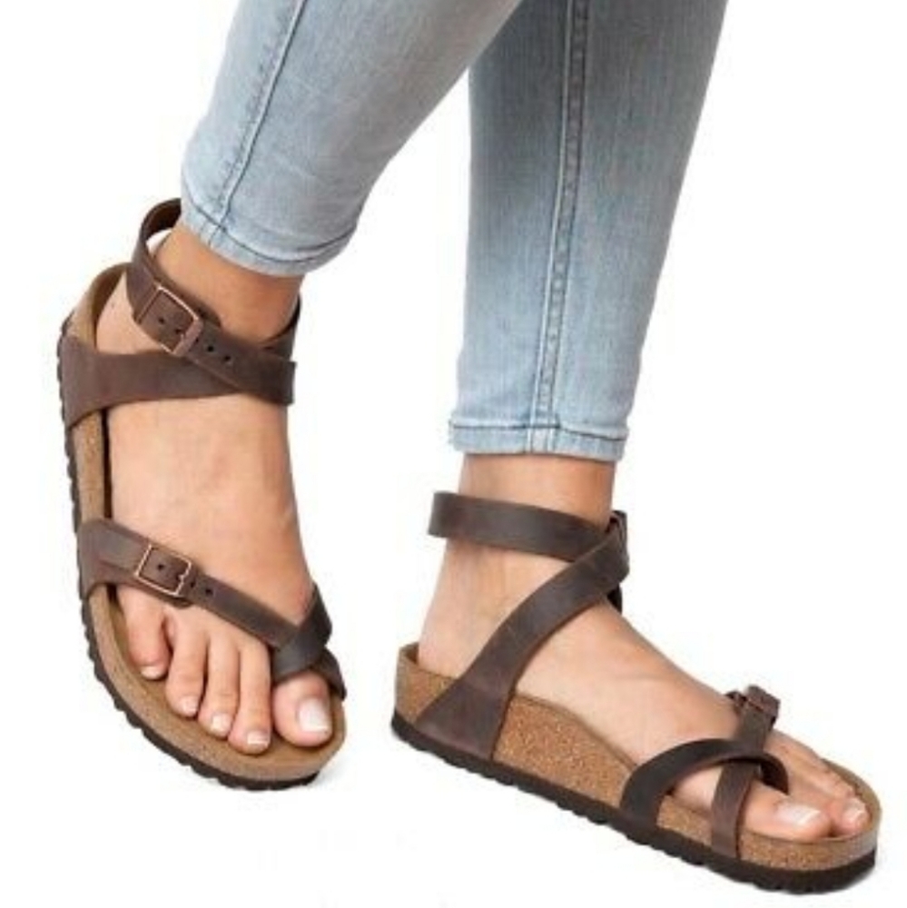 New Birkenstock Yara Habana Leather Sandals 35